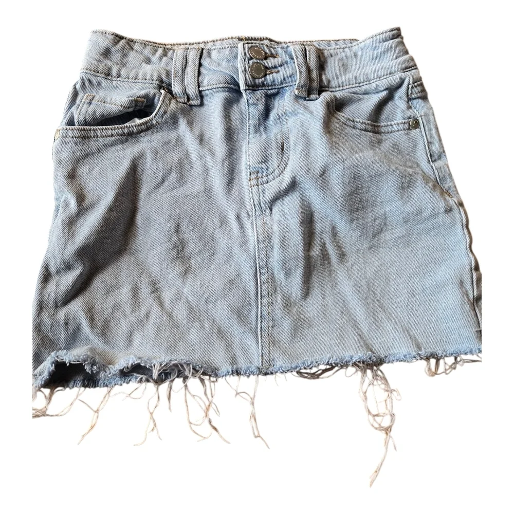 Light Blue Mini Denim Skirt Casual Style